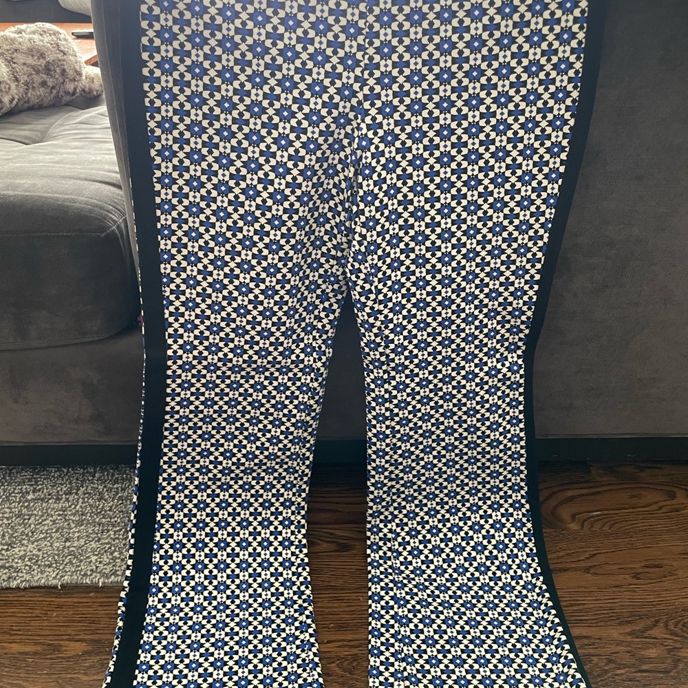 Maeve by Anthropologie Flare Pull On Geo Pants with Black Track Stripe